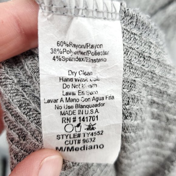 143 Story by Line Up Slouchy Rib Cowl Neck Long Sleeve Tunic Top M Gray - Picture 4 of 16